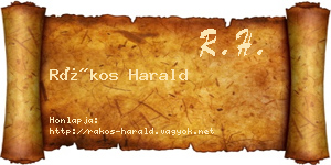 Rákos Harald névjegykártya